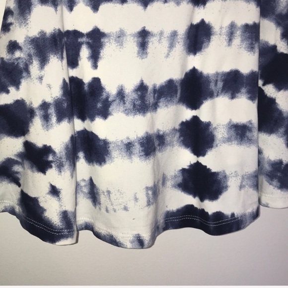 TIE DYE White & Navy Boho Festival Crop Top Medium - Picture 5 of 6